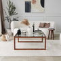 Hanah Home Mesa de Centro Via de Cristal Templado y Madera